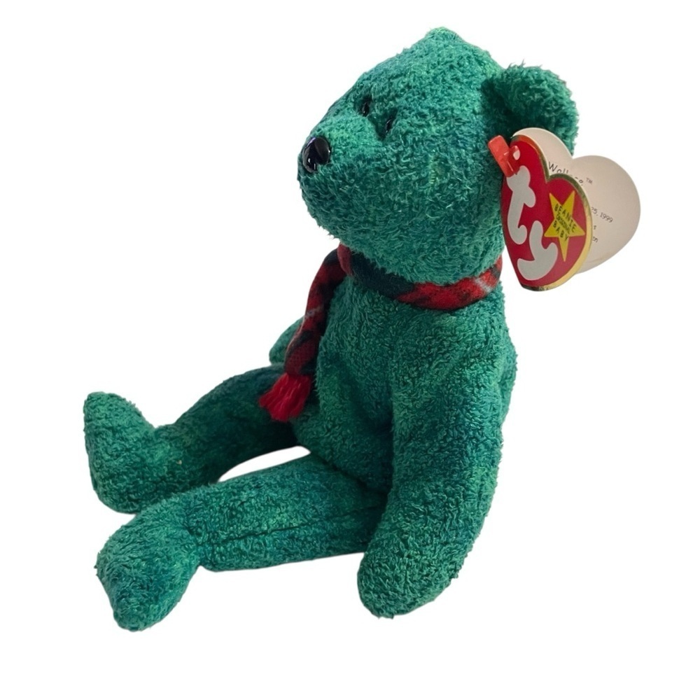 Rare Ty Beanie Baby “The Grinch” Inspired Green Christmas Bear with Red Scarf - Picture 2 of 12